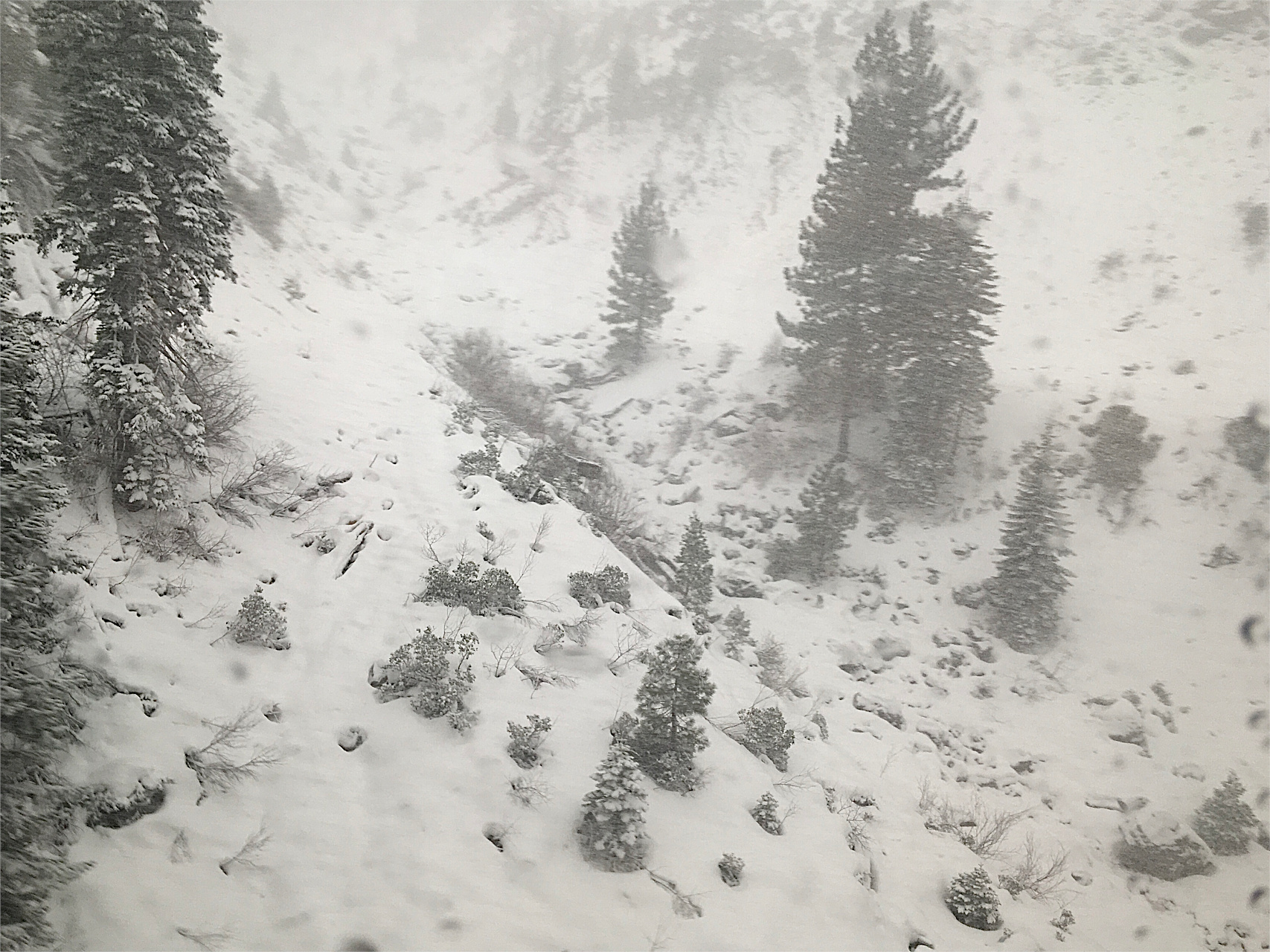 Snow crossing the Sierra Nevada mountain range.