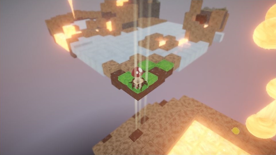 Screenshot of game area with lava and ice.